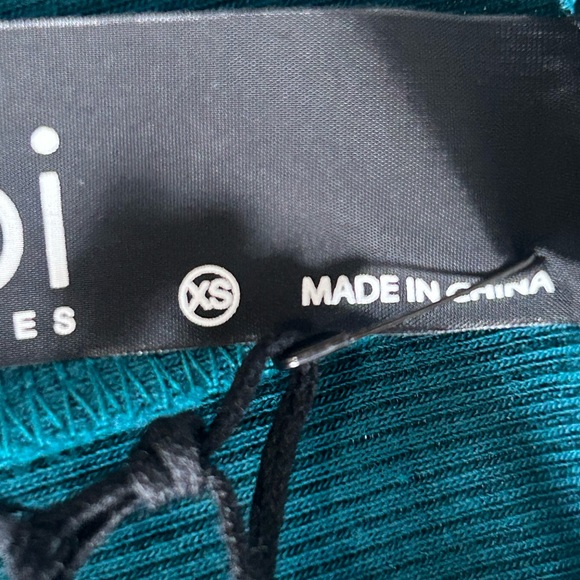 Bobi Mystic Green Cowl Neck Long Sleeve Ribbed Teal Top NWT Size XS - Picture 6 of 9